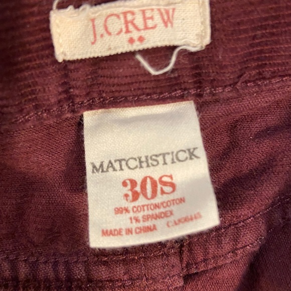 JCrew Matchstick Maroon Corduroy Pants 30S - Picture 3 of 5